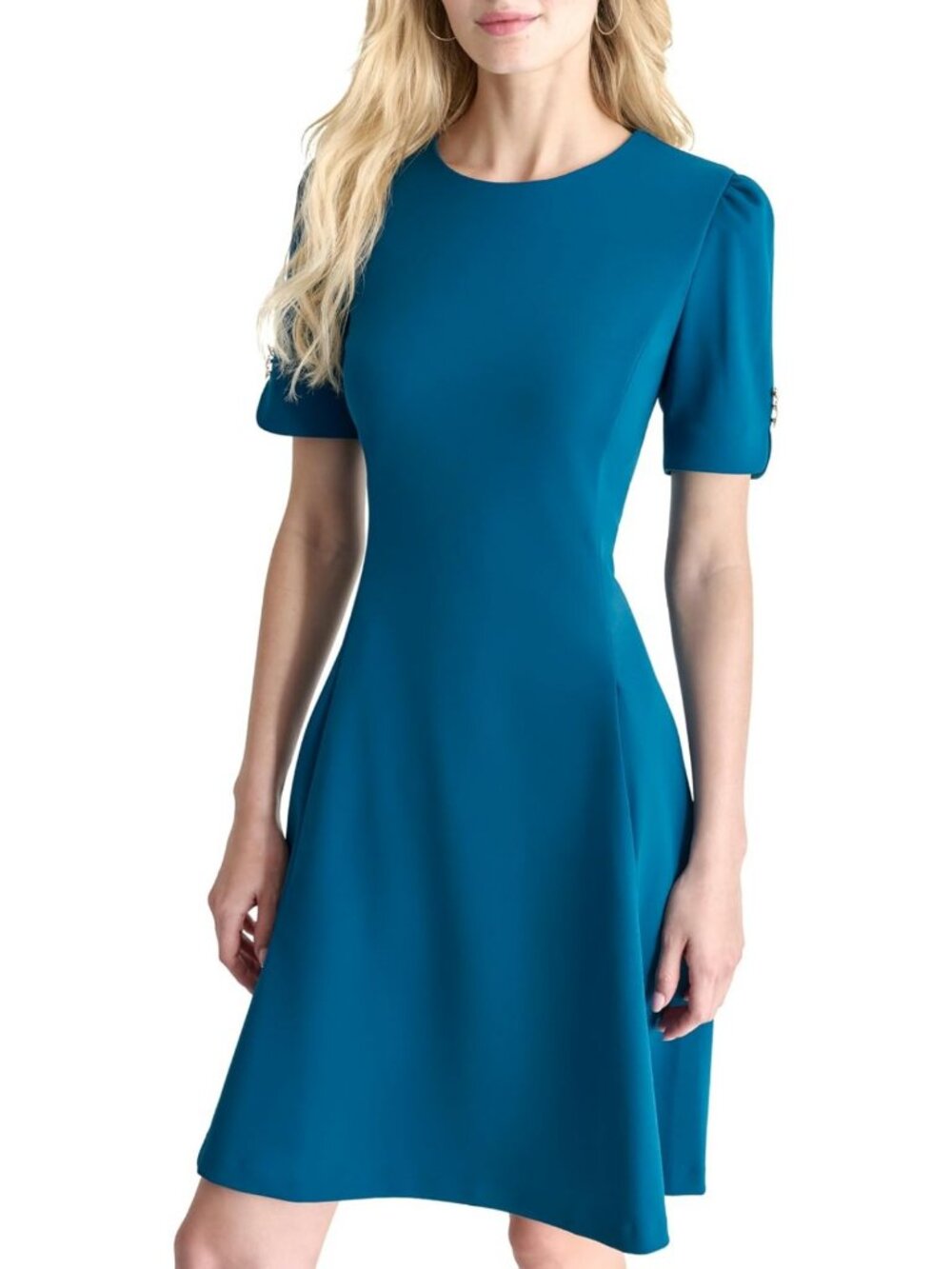 Chic Women's Button Short Sleeve Fit and Flare Dress - Perfect for Any Occasion